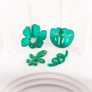 Green transparent acrylic tulip flower leaves DIY clogs charms jewelry accessories set