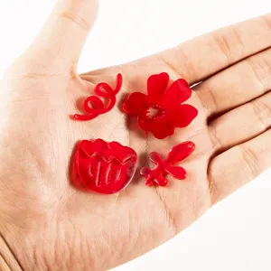 Red acrylic tulip flower shoe charms DIY clog accessories set handheld main view