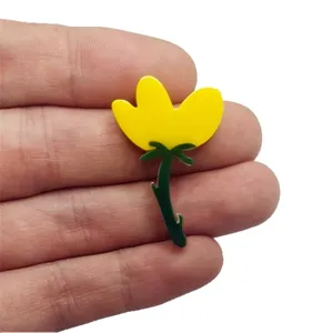 Acrylic yellow tulip flower charm DIY jewelry accessory earring making component craft supply