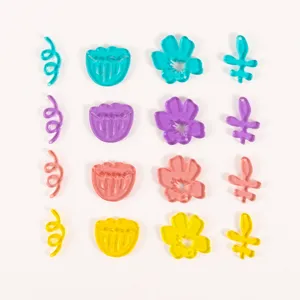 Colorful resin DIY charms set for shoes and jewelry making, cute tulip and flower shapes.