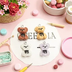 DIY Cute Cartoon Bear Resin Pendant Charm Accessories For Bracelet Necklace Key Chain Jewelry Making