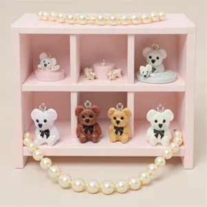 Cute cartoon resin bear charms DIY pendants accessories for jewelry making bracelet keychain