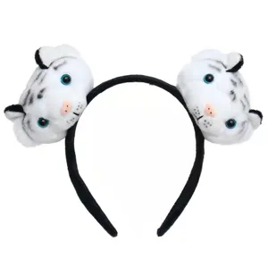 Cute plush tiger ear headband, soft fuzzy animal hair hoop for party cosplay daily wear.