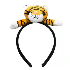 Plush tiger headband cute animal hair hoop for party holiday costume cosplay daily wear accessory