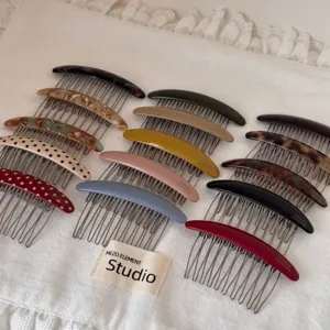 Elegant acetate hair comb set, stylish U-shaped side hair clips for women and girls daily wear.