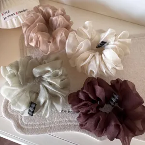 Chiffon scrunchies set, soft sheer hair ties for women and girls, elegant daily hair accessories.