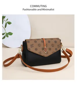 Stylish women's crossbody shoulder bag featuring soft leather and contrasting flap design.