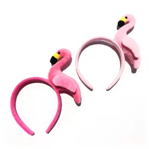 Cerchietto per capelli fenicottero rosa peluche cartone animato morbido viso