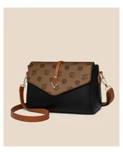 Stylish women crossbody bag, vintage monogram flap shoulder bag with soft leather body.