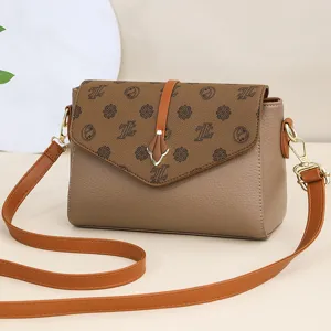 Stylish women's leather crossbody bag with flap closure, elegant shoulder bag for daily casual use.