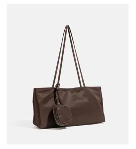Καφέ νάylon τσάντα ώμου casual τσάντα tote μετακίνησης με μικρή θήκη ελαφρύ σχεδιασμό