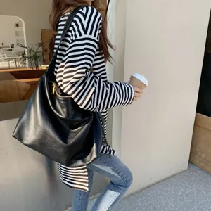 Borsa a tracolla morbida minimalista stile coreano grande borsa tote capiente borsa spalla