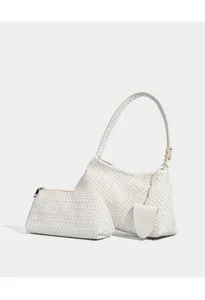 Borsa a tracolla in pelle intrecciata bianca set borsa sotto ascella con pochette chic