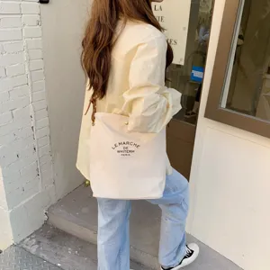 Borsa a tracolla casual in tela splicing stile coreano shopper borsa a mano.