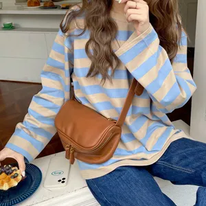 Summer fashion soft leather wide strap messenger bag for women, trendy niche design cross-body bag.