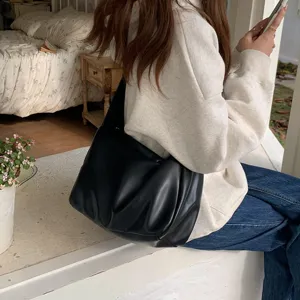 Borsa a tracolla minimalista in pelle morbida da donna, grande capacità e borsa casual versatile.