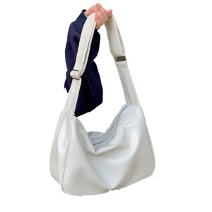 Grande borsa a tracolla da donna, borsa hobo in morbida pelle PU minimalista quotidiana