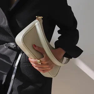 minimalistische PU leder baguette schultertasche damen trendy unterarmtasche neutrale farbe