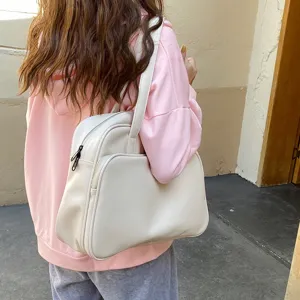Large capacity shoulder tote bag for women, stylish minimalist design for travel and daily use.