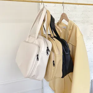 Large capacity PU leather tote bag minimalist shoulder bag for daily travel and commute
