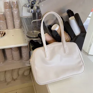 Korean style PU leather shoulder handbag casual daily tote bag for women detail view
