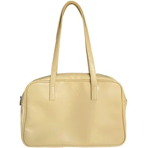 Women's Casual Shoulder Bag PU Leather Trendy Tote Large Capacity Handbag Yellow