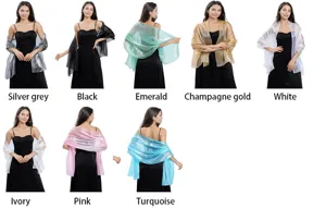 Elegant sheer evening dress shawl for women, wedding bridal bridesmaid party wrap scarf in multi colors.