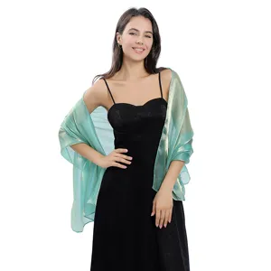 Sheer metallic evening shawl wrap for women elegant wedding party bridal dress accessory