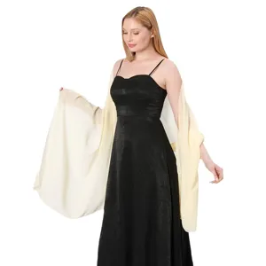 Long solid color chiffon shawl for women evening party wedding dress wrap stole accessory.