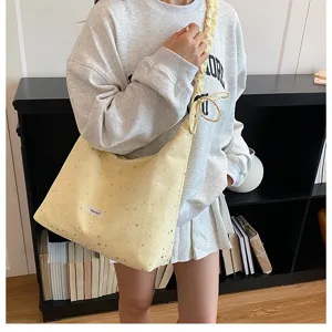 2026 Spring new sweet large capacity tote bag slouchy star print composite fabric shoulder bag women