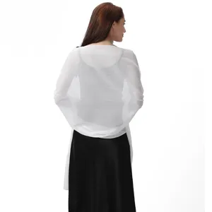 Elegante chal de noche de crepé de seda brillante blanco para mujer, ideal para bodas y fiestas.