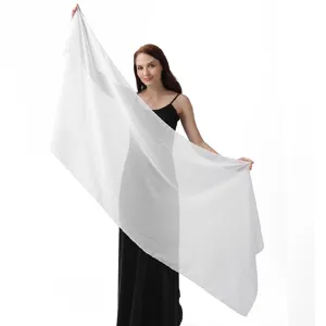 Elegante chal de noche de crespón de seda brillante blanca para vestidos de novia y fiestas.
