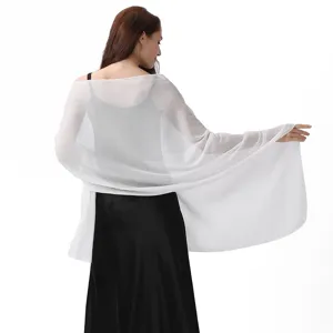 Chal de noche de crepé de seda blanca para vestido de novia, elegante capa de fiesta.