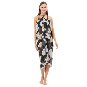 Blumen Strandtuch Sarong für Damen Sommer Urlaub Bikini Cover Up Strandkleid Bademode