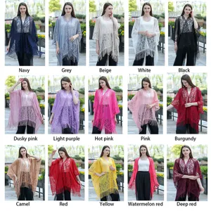 Kimono femme en dentelle cardigan boheme poncho de plage ete haut protection solaire chic
