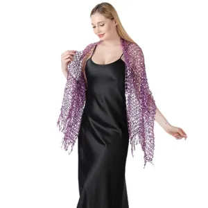 Purple sequin shawl evening dress wrap sparkly bridal bridesmaid party wrap scarf accessorize