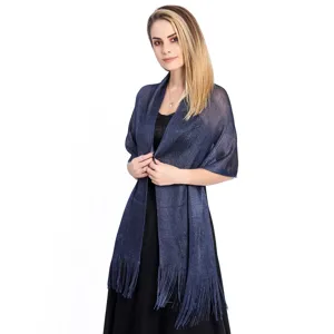 Metallic shimmering evening shawl scarf for women party wedding bridal wrap elegant blue accessory