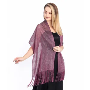 Metallic shimmer fringe shawl for evening party wedding dress elegant women scarf chic