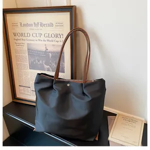Casual oxford cloth shoulder bag large capacity black tote bag for women daily commute stylish