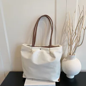 Women Large Capacity Oxford Cloth Tote Bag Urban Minimalist Zipper Shoulder Bag Daily Commuting Handbag