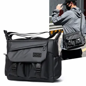 Men's large capacity waterproof tactical messenger bag, ideal for business and casual travel.