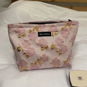 Große Kapazität Tragbare Blumen Kosmetiktasche Ins Kulturbeutel Süße Jacquard Make-up Tasche Mehrzweck Reise Aufbewahrungstasche