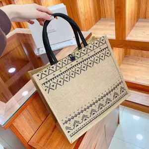 Grote capaciteit canvas shopper etnische geometrische print casual schoudertas tas