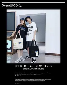 Casual canvas tote bag for men and women, large capacity shoulder bag for daily use.