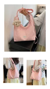 Sweet large capacity tote bag for women, star print hobo shoulder bag with cute puppy.
