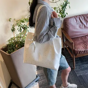 Korean style star print tote bag large capacity shoulder bag for women daily commute casual
