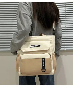 Canvas tote bag large capacity shoulder crossbody bag casual daily bag stylish design