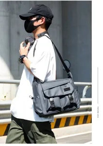 Men large capacity stylish messenger bag casual shoulder travel cross body bag pack