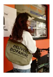 Amerikanischer Retro-Canvas-Fahrrad-Umhängetasche, große Kapazität, Schultertasche Alltag.