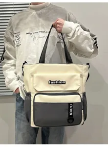 Large capacity canvas shoulder bag fashion colorblock versatile messenger bag casual tote